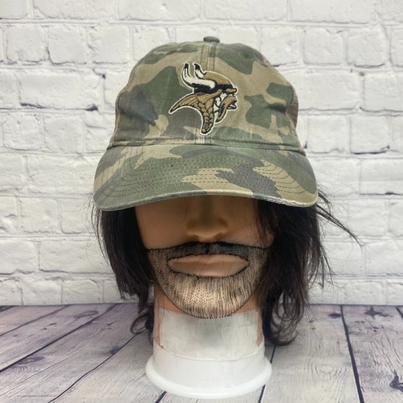 Reebok Minnesota Viking Camo Hat Cap Snapback Brown Green NFL Old Orchard Beach - Picture 1 of 10